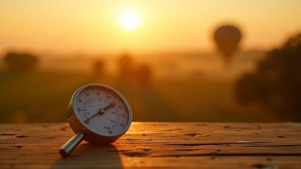 Temperature gradient visualization showing warm and cool air layers during sunrise hot air balloon flight